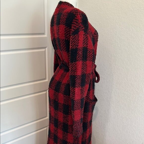 SKIMS Red and Black Plaid Robe Brick Buffalo Check S/M - Picture 3 of 11